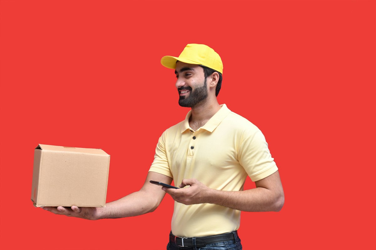 Delivery man with a package